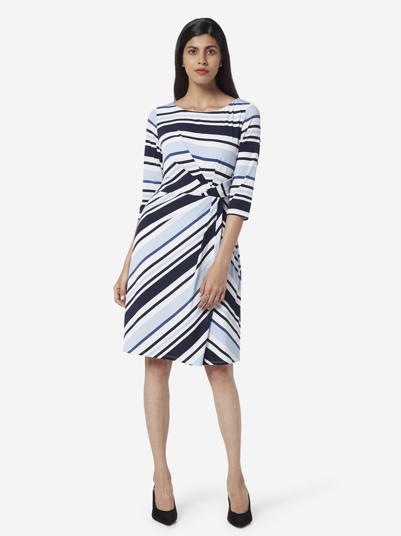 Wardrobe Blue Striped Strobe Dress