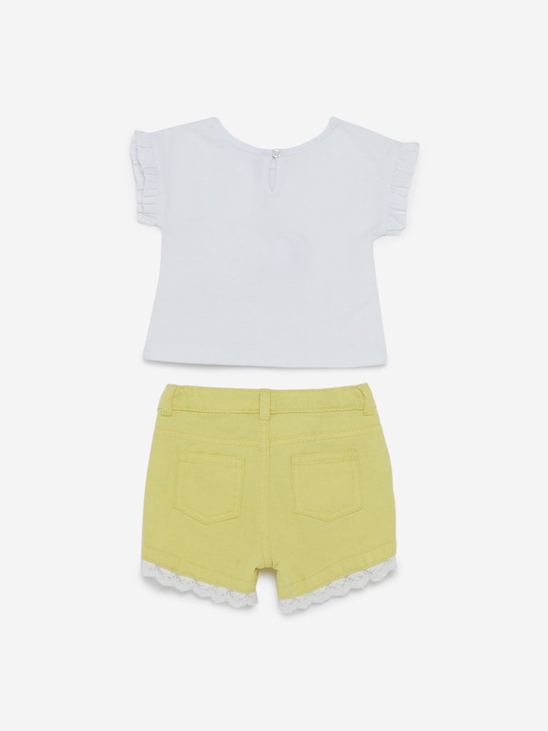 Baby HOP White Unicorn T-Shirt And Shorts Set