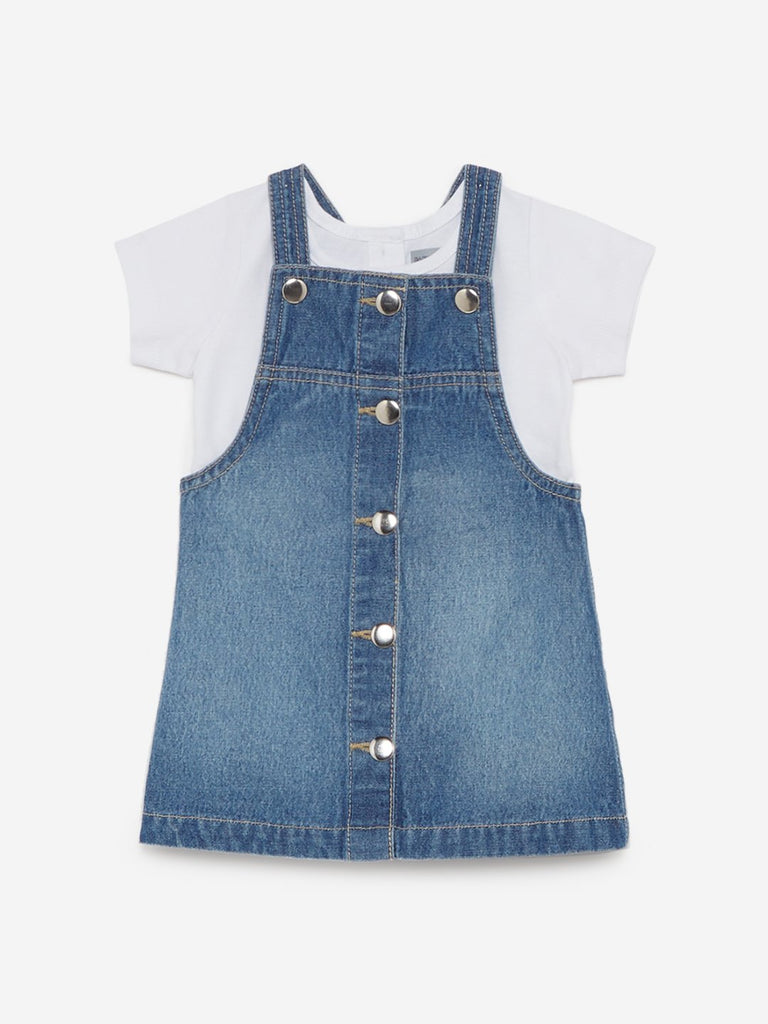 Baby HOP Blue Pinafore And T-Shirt Set