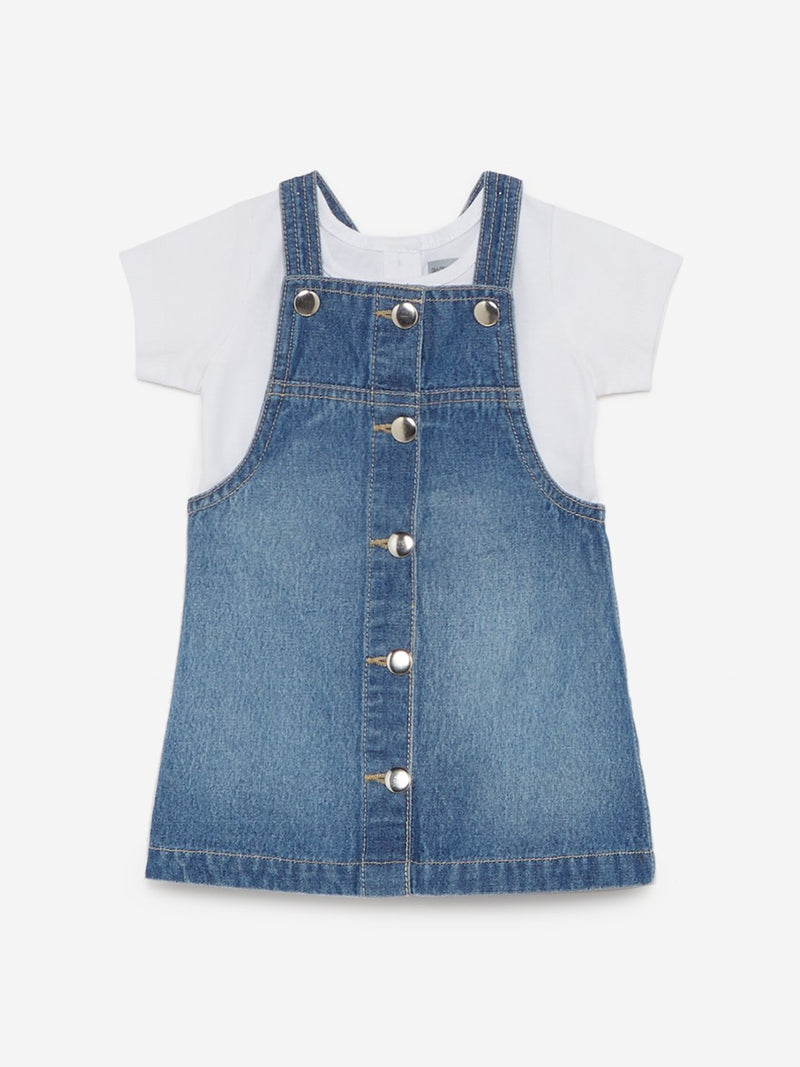 Baby HOP Blue Pinafore And T-Shirt Set