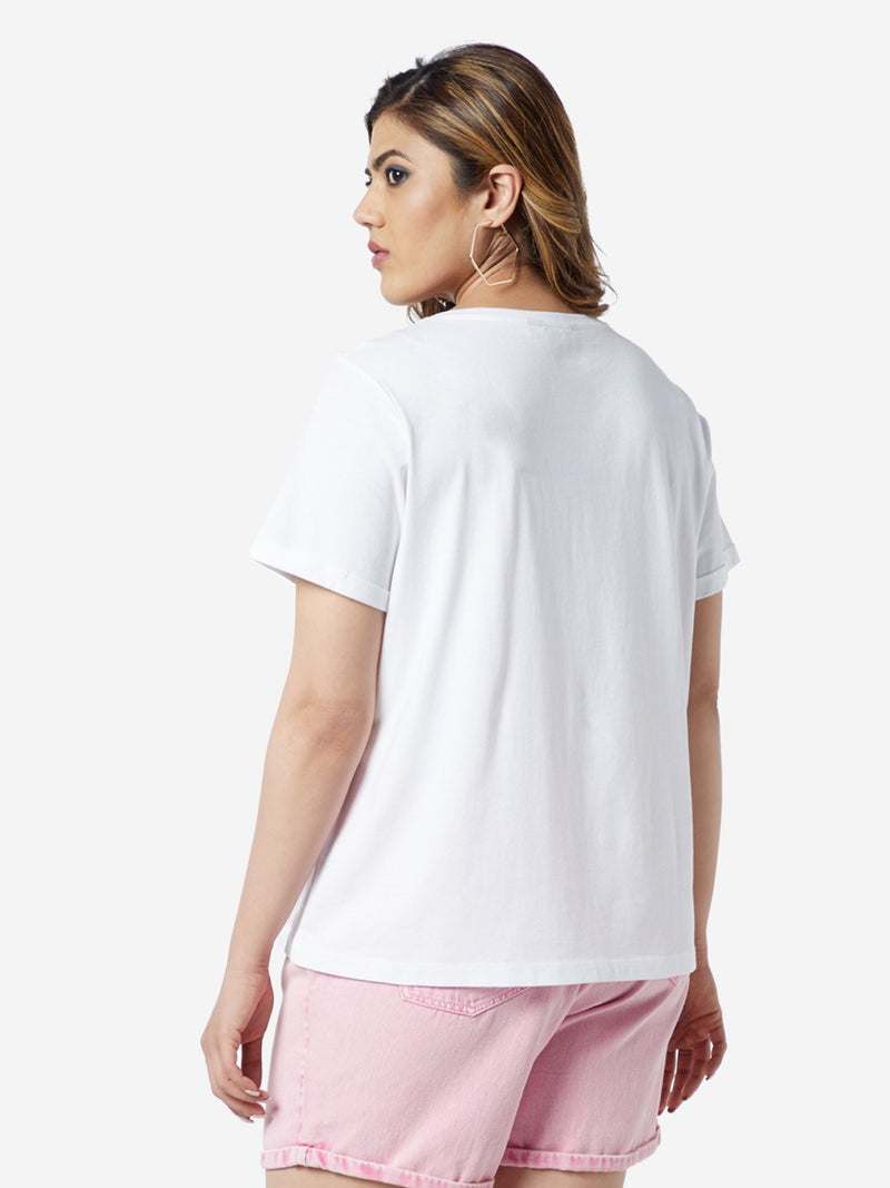 Sassy Soda Curve White Graphic Printed T-Shirt