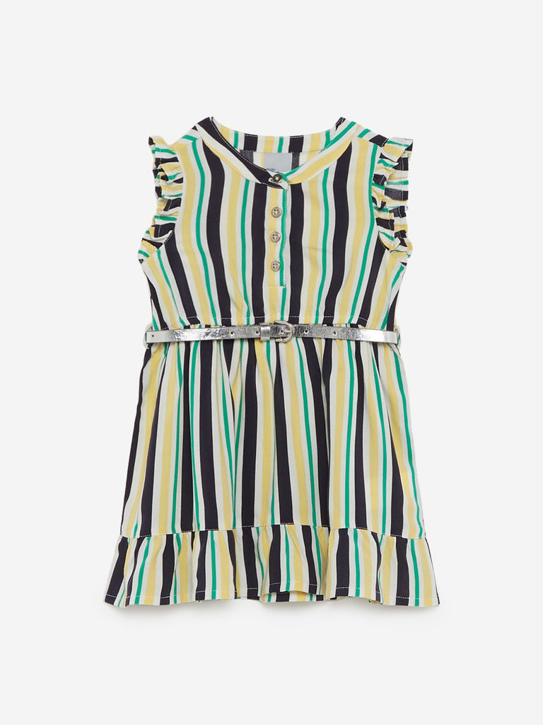 Baby HOP Green Stripe Drew Dress With Belt