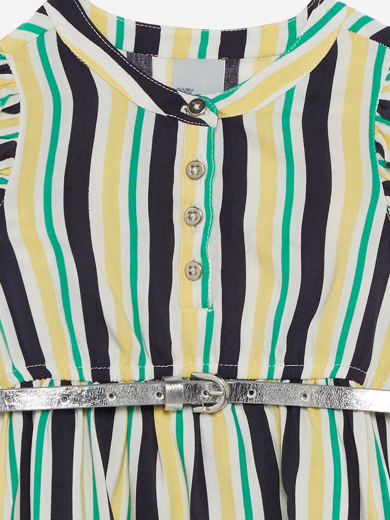 Baby HOP Green Stripe Drew Dress With Belt