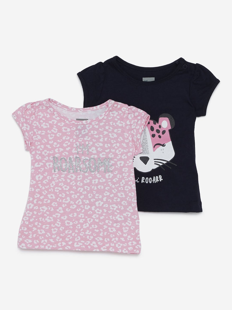 Baby HOP Pink Leopard Pattern T-Shirt Set Of Two