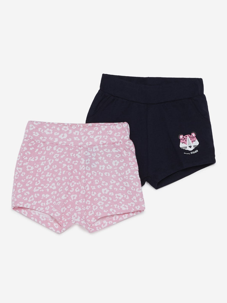 Baby HOP Pink Leopard Pattern Shorts Set Of Two