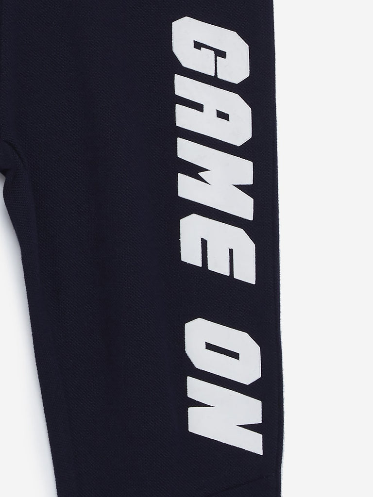 HOP Kids Navy Text Design Joggers