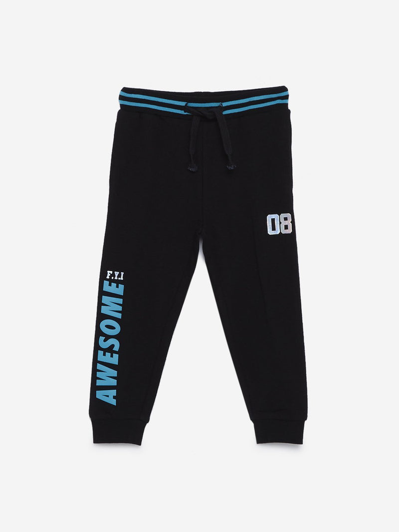 HOP Kids Black Text Design Joggers