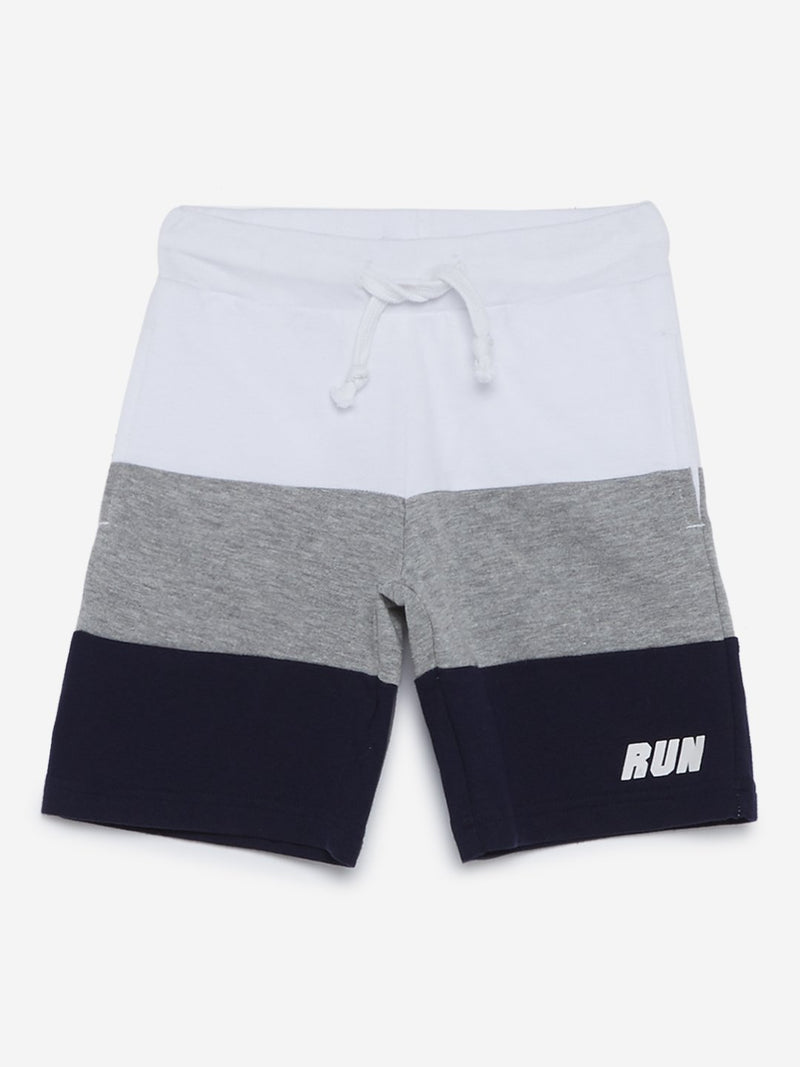 HOP Kids Navy Colour-Blocked Cotton Shorts