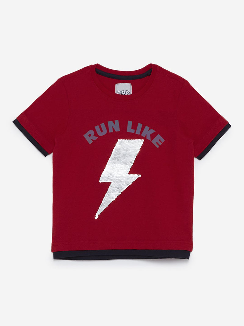 HOP Kids Red Lightning Pattern T-Shirt