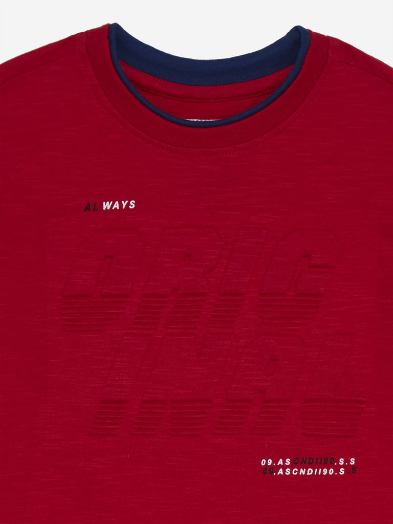 HOP Kids Red Embossed Crewneck T-Shirt