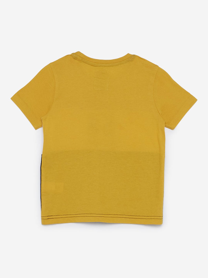 HOP Kids Mustard Colour-Blocked T-Shirt