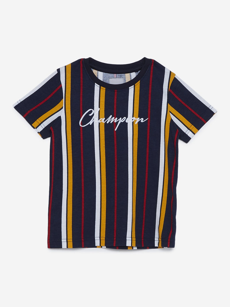 HOP Kids Navy Striped Crewneck T-Shirt