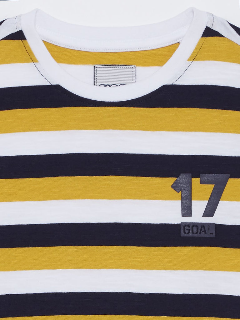 HOP Kids Navy Striped Cotton Crewneck T-Shirt
