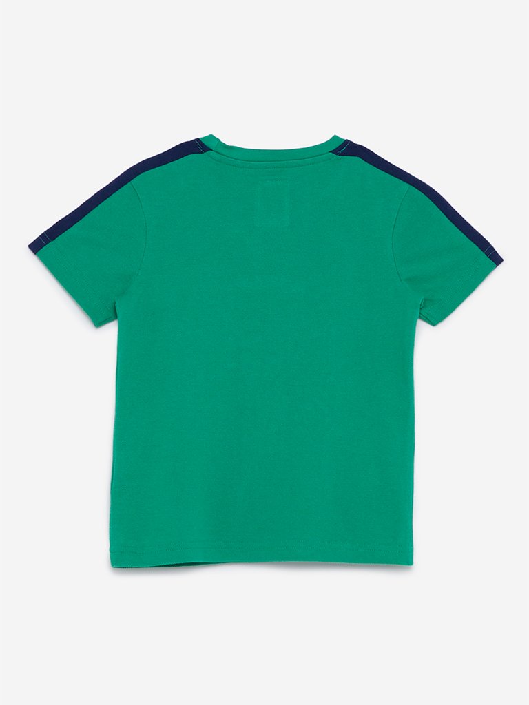 HOP Kids Green Text Pattern T-Shirt