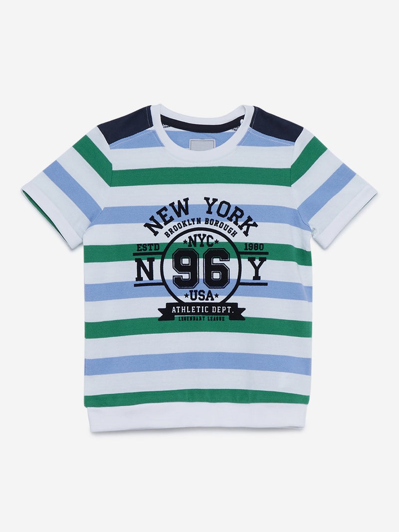 HOP Kids White Striped Yohan T-Shirt