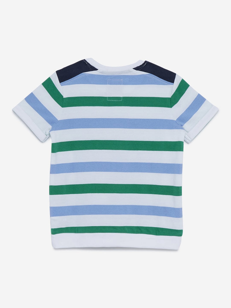 HOP Kids White Striped Yohan T-Shirt