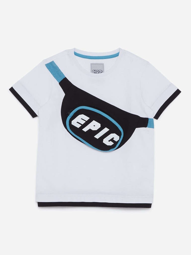 HOP Kids White Waist-Bag Pattern T-Shirt