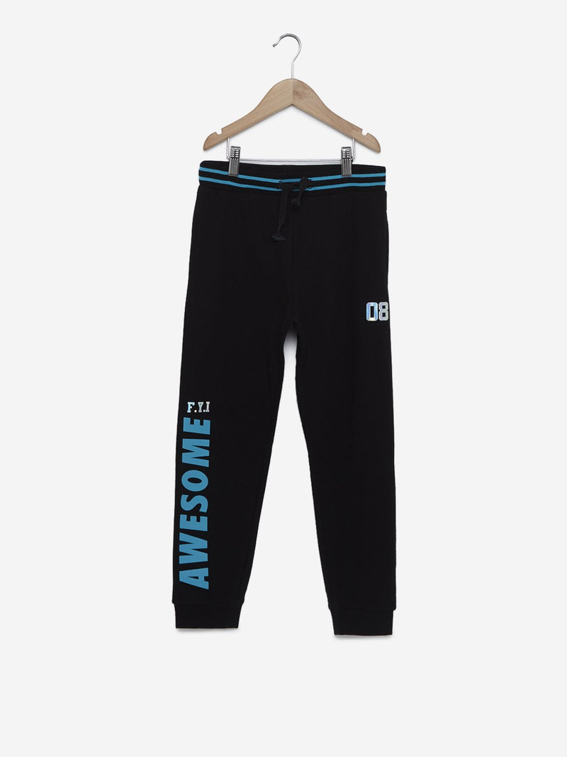 Y&F Kids Black Text Print Joggers
