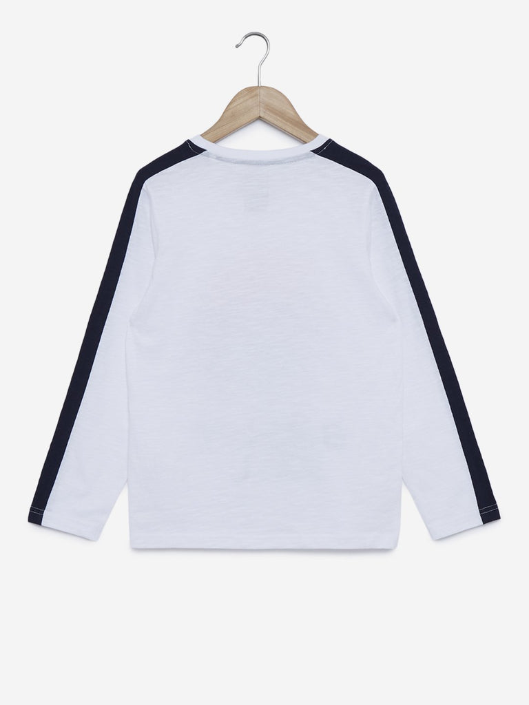 Y&F Kids White Basketball Print T-Shirt