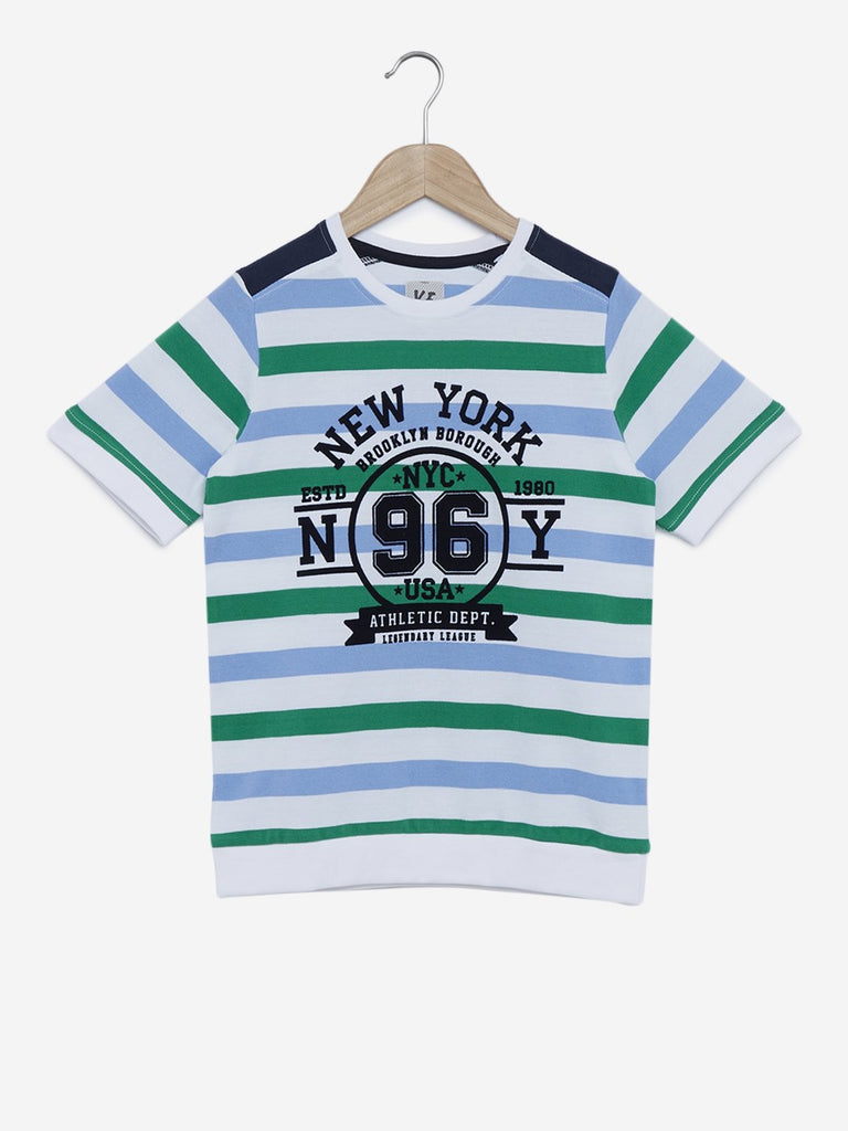 Y&F Kids White Striped Yohan T-Shirt