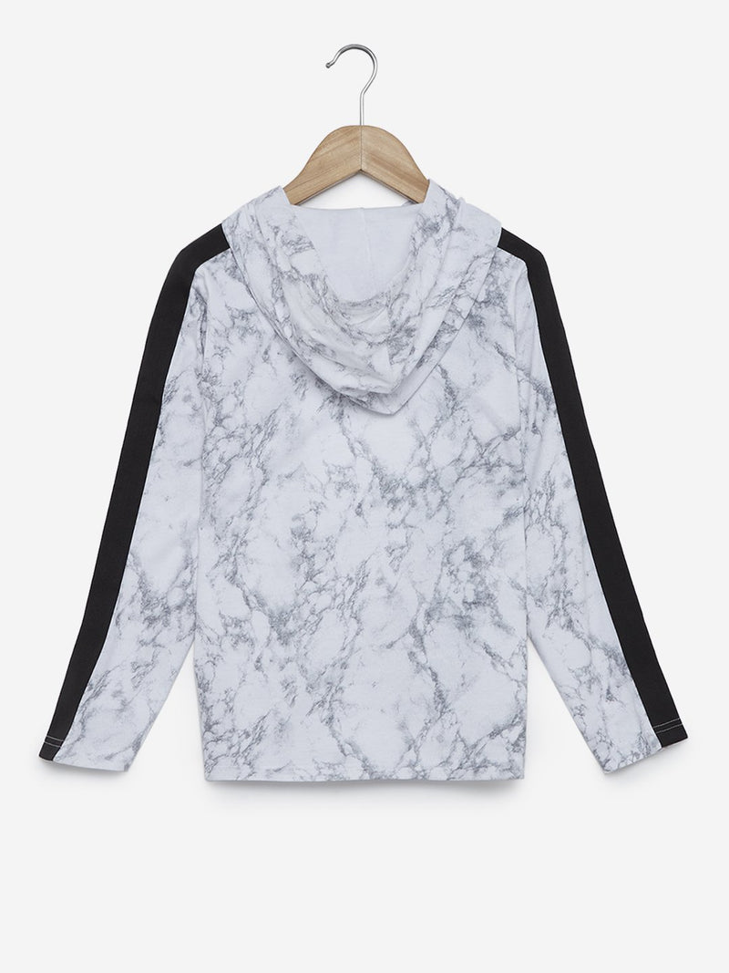 Y&F Kids White Tape-Detailed Cotton T-Shirt