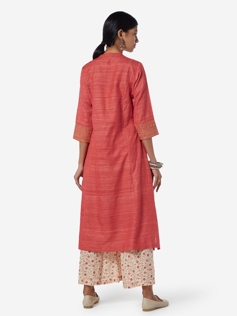 Zuba Coral Embroidered A-line Kurta