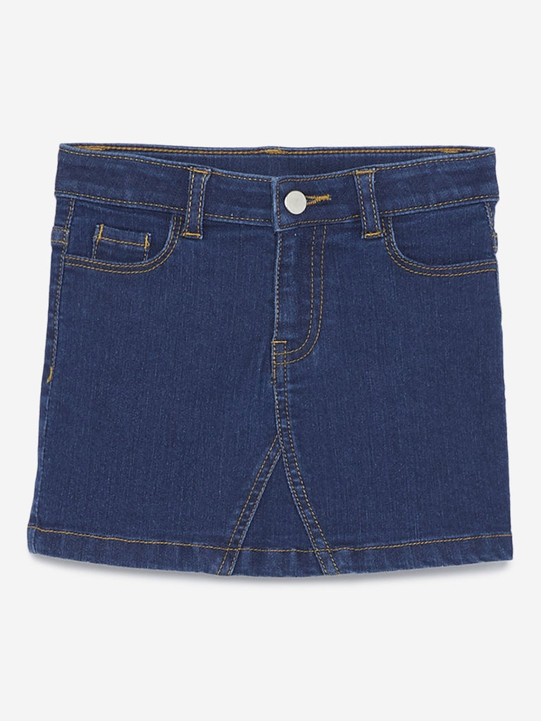 HOP Kids Indigo Denim Lemon Print Skirt