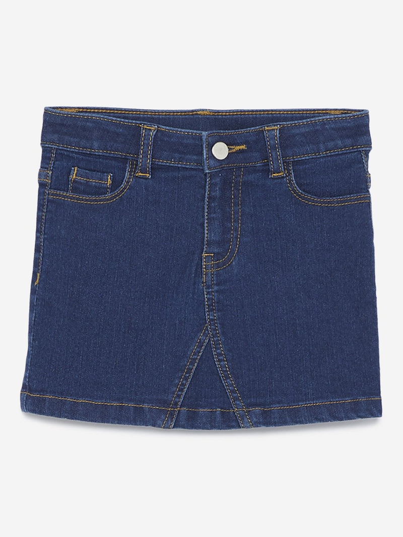 HOP Kids Indigo Denim Lemon Print Skirt
