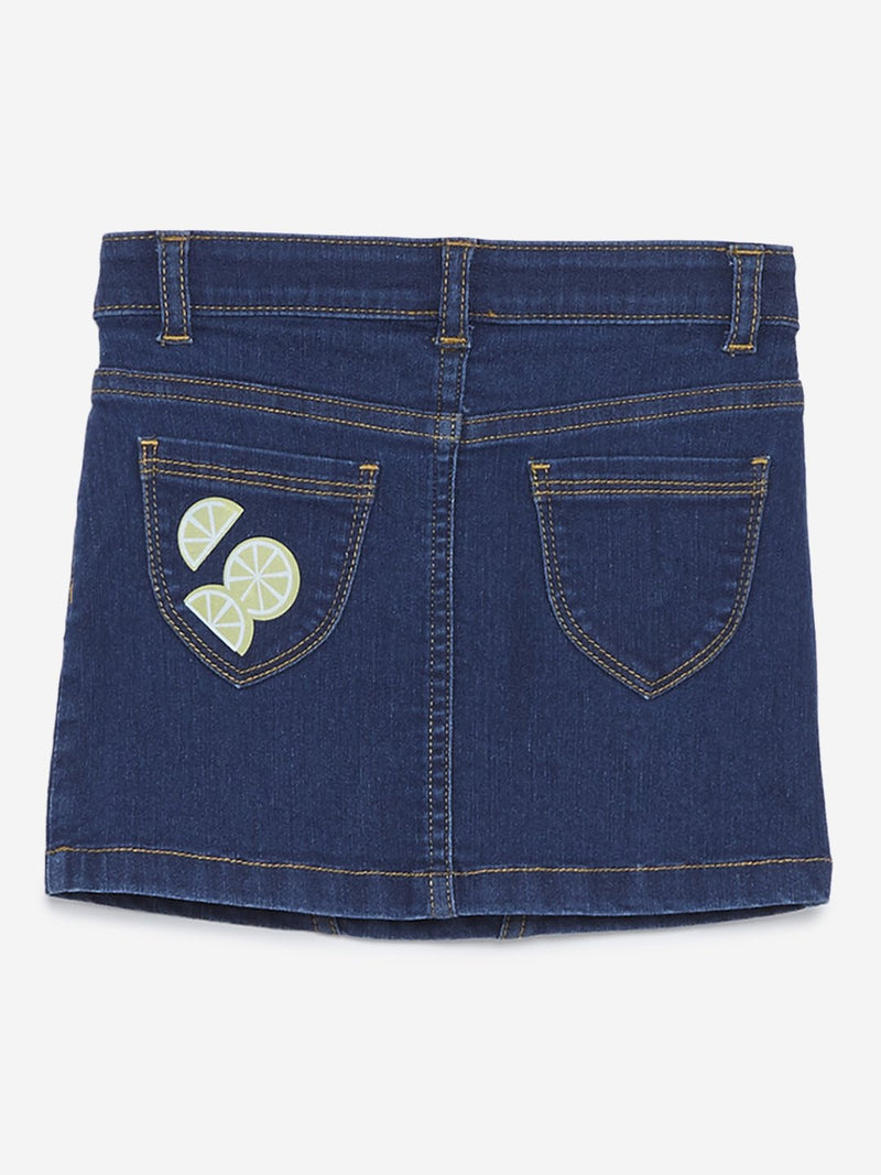 HOP Kids Indigo Denim Lemon Print Skirt