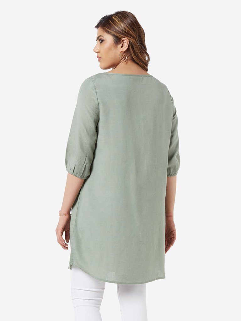 Gia Curve Sage Green Embroidered Marcia Tunic