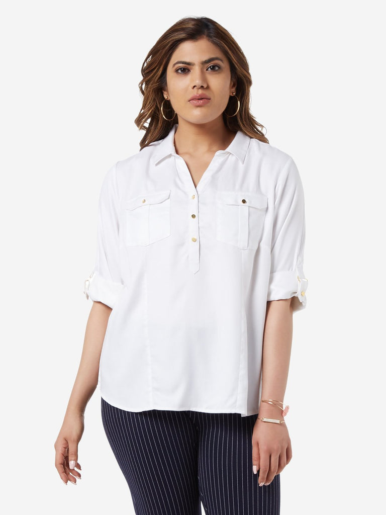 Gia Curve White Nora Casual Shirt