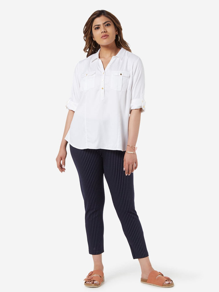 Gia Curve White Nora Casual Shirt