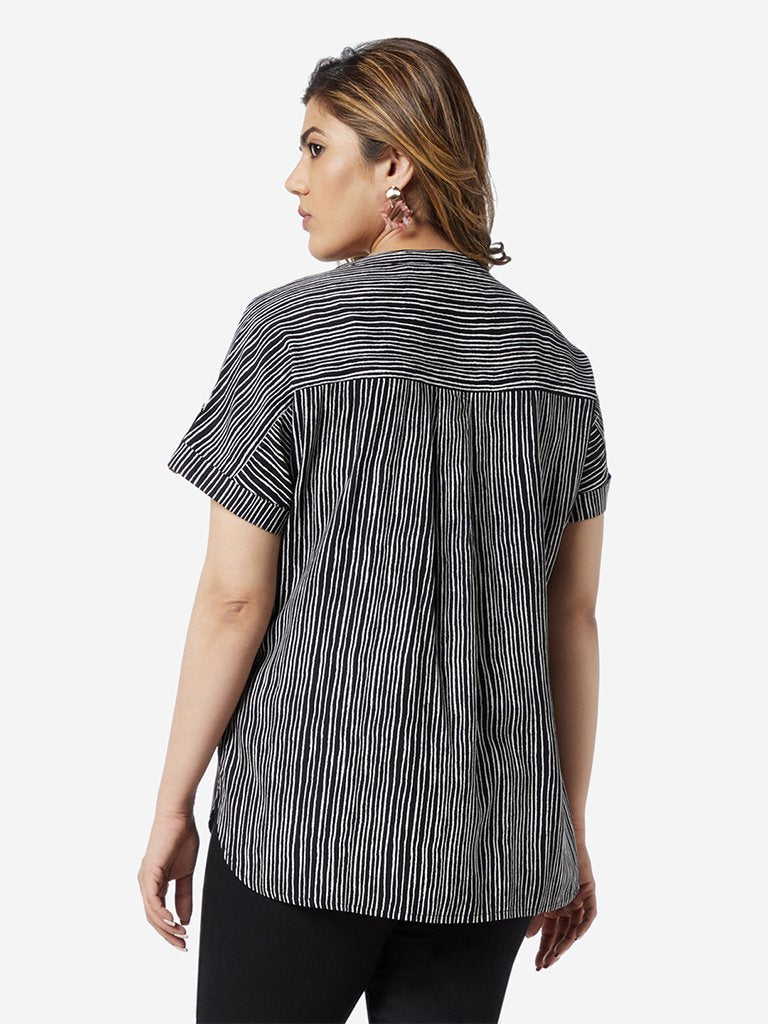 Gia Curve Black Striped High-Low Top