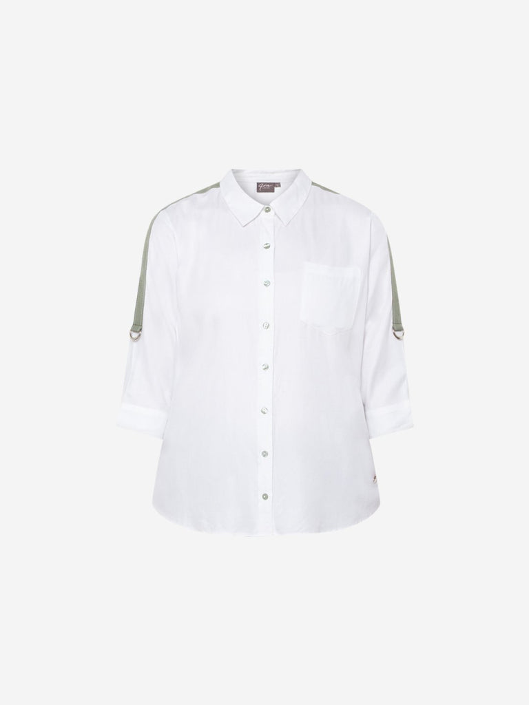 Gia Curve White Tape-Detailed Casual Shirt