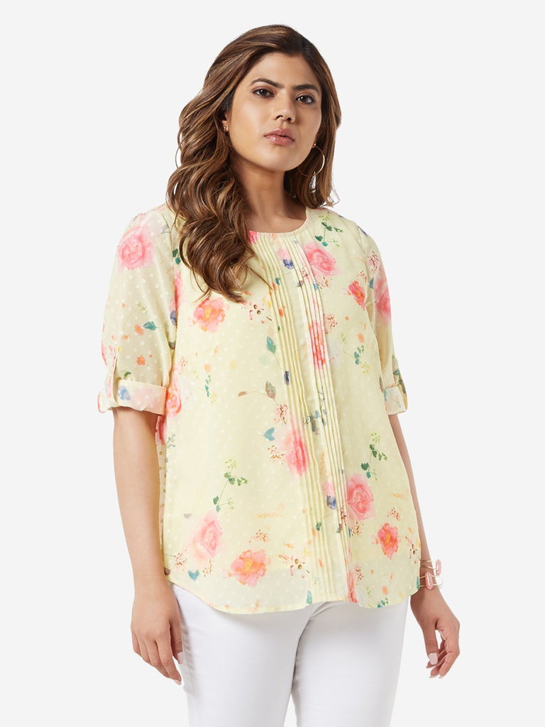 Gia Curve Yellow Floral Diego Top With Camisole