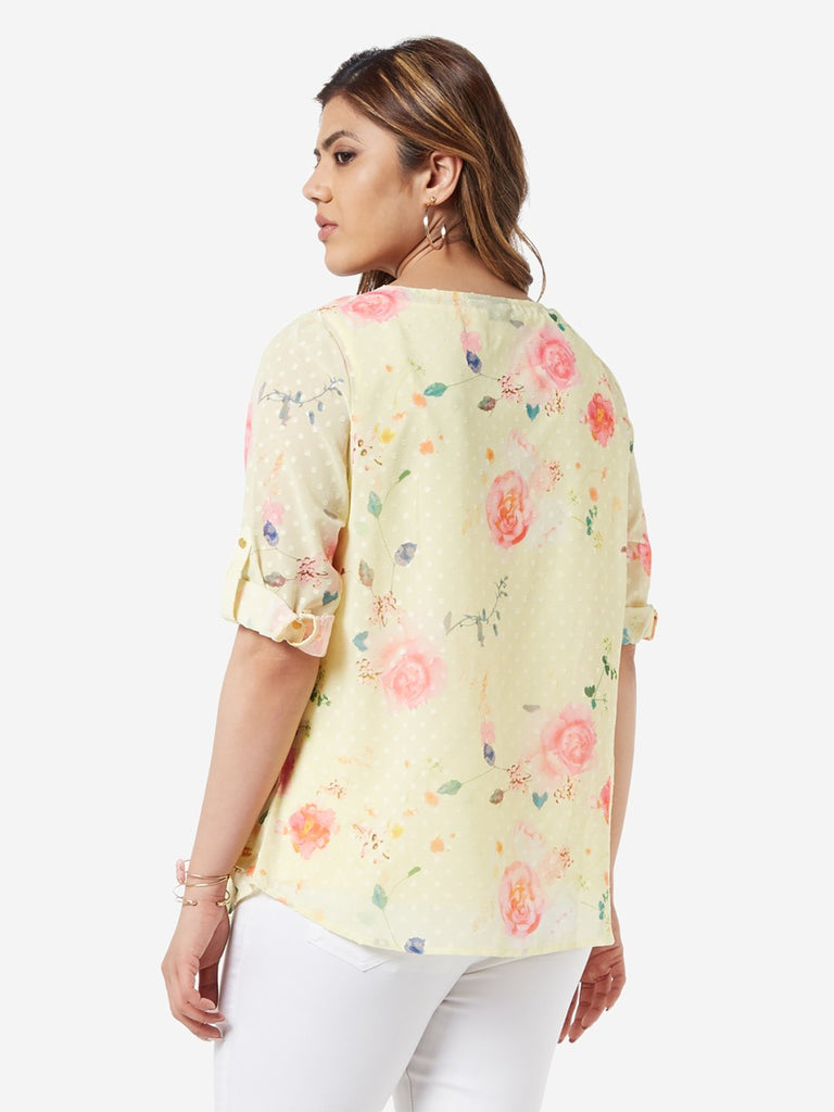 Gia Curve Yellow Floral Diego Top With Camisole