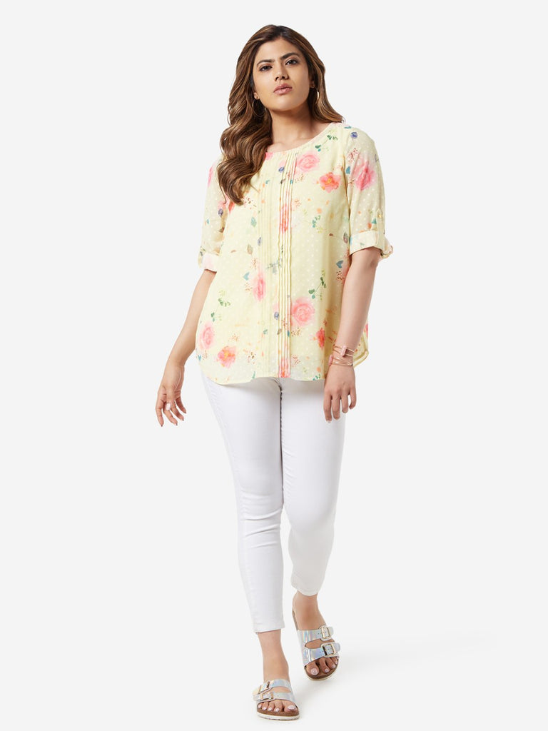 Gia Curve Yellow Floral Diego Top With Camisole