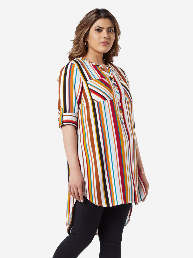 Gia Curve Multicolour Striped Oasis Tunic