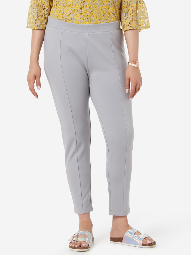 Gia Curve Light Grey Cropped Neo Ponte Pants