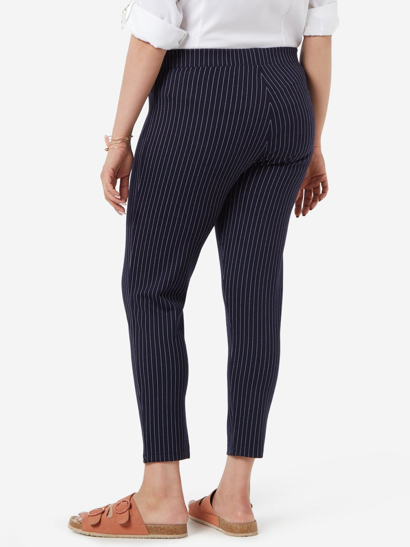 Gia Curve Navy Striped Cropped Ponte Pants