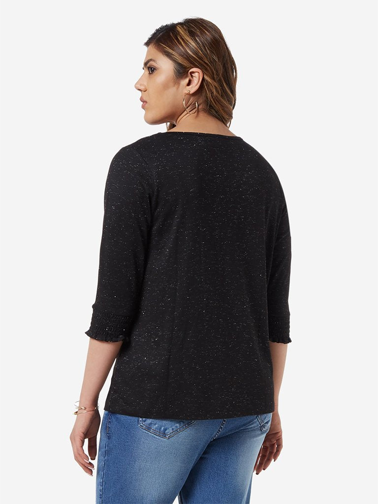 Gia Curve Black Shimmer Detailed Top