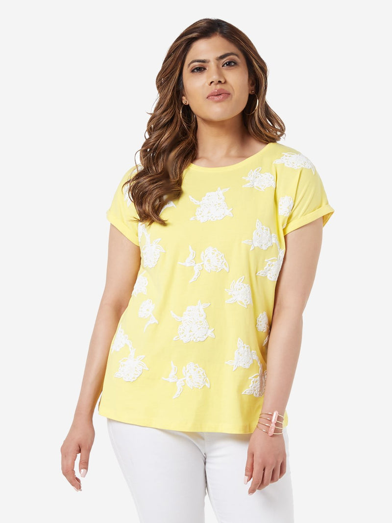 Gia Curve Yellow Floral Patterned Bella Top