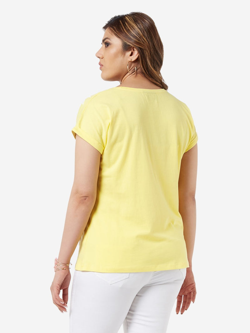 Gia Curve Yellow Floral Patterned Bella Top
