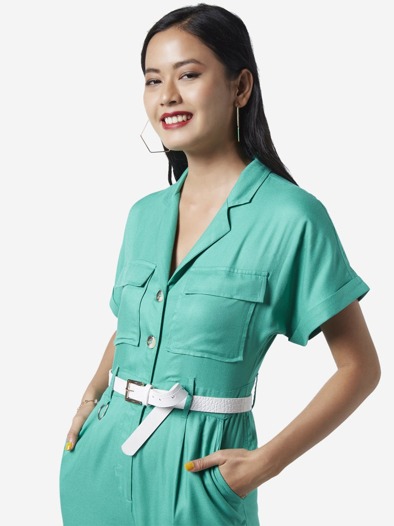 Nuon Green Cargo-Style Jumpsuit With Belt