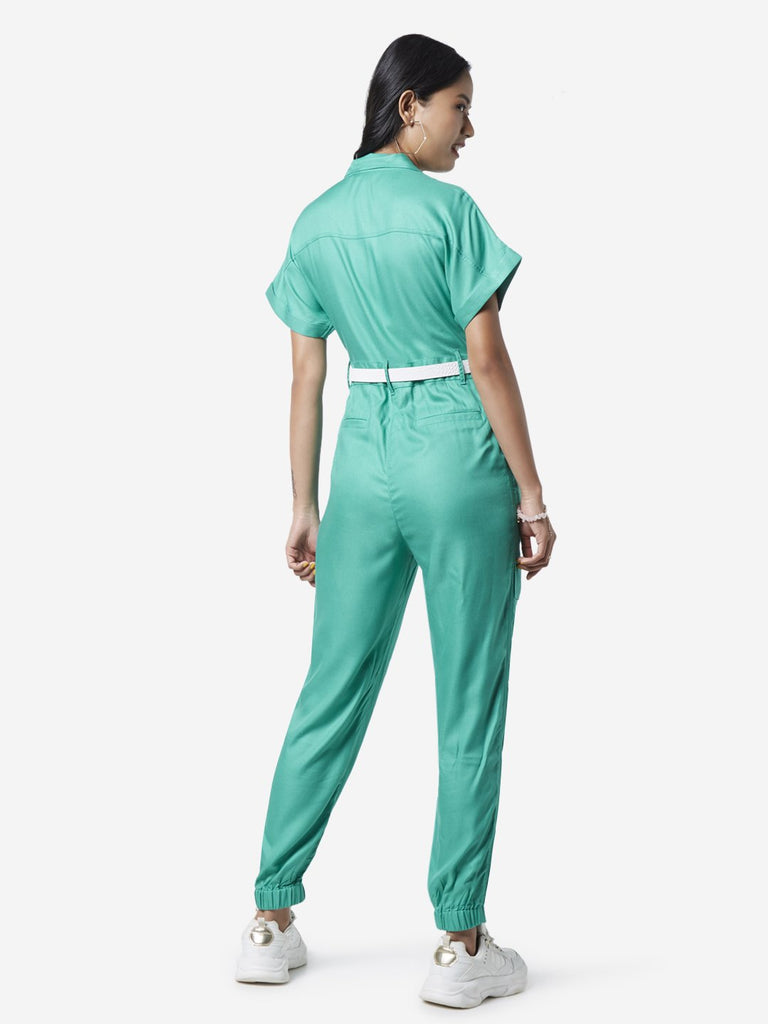Nuon Green Cargo-Style Jumpsuit With Belt