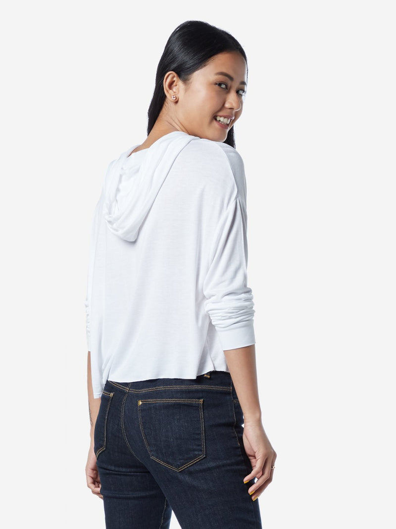 Nuon White Space Hooded Cropped T-Shirt
