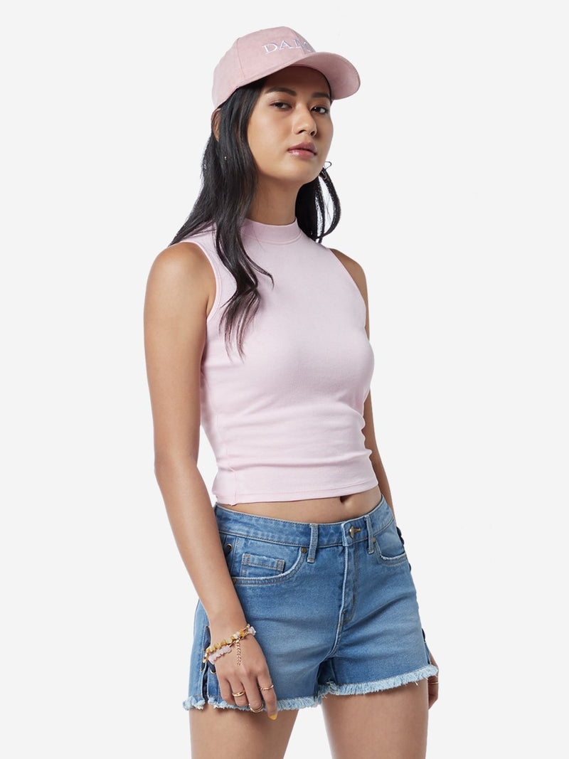 Nuon Pink Pretzel Twist Back Crop-Top