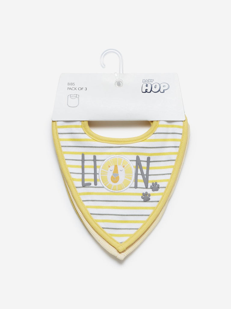 Baby HOP Yellow Lion Patterned Bibs Set Of Three