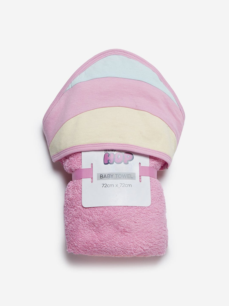 Baby HOP Pink Striped Hooded Bath Towel