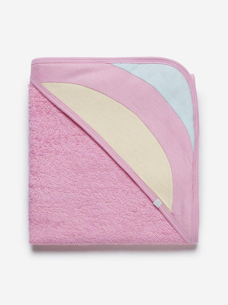 Baby HOP Pink Striped Hooded Bath Towel